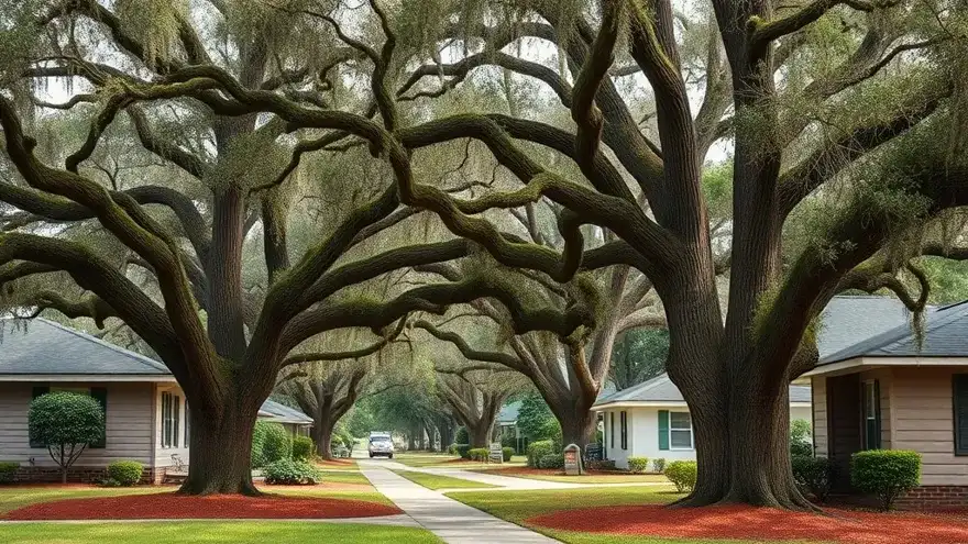 Red clay and mature tree canopy of the kind that moves Tallahassee foundations